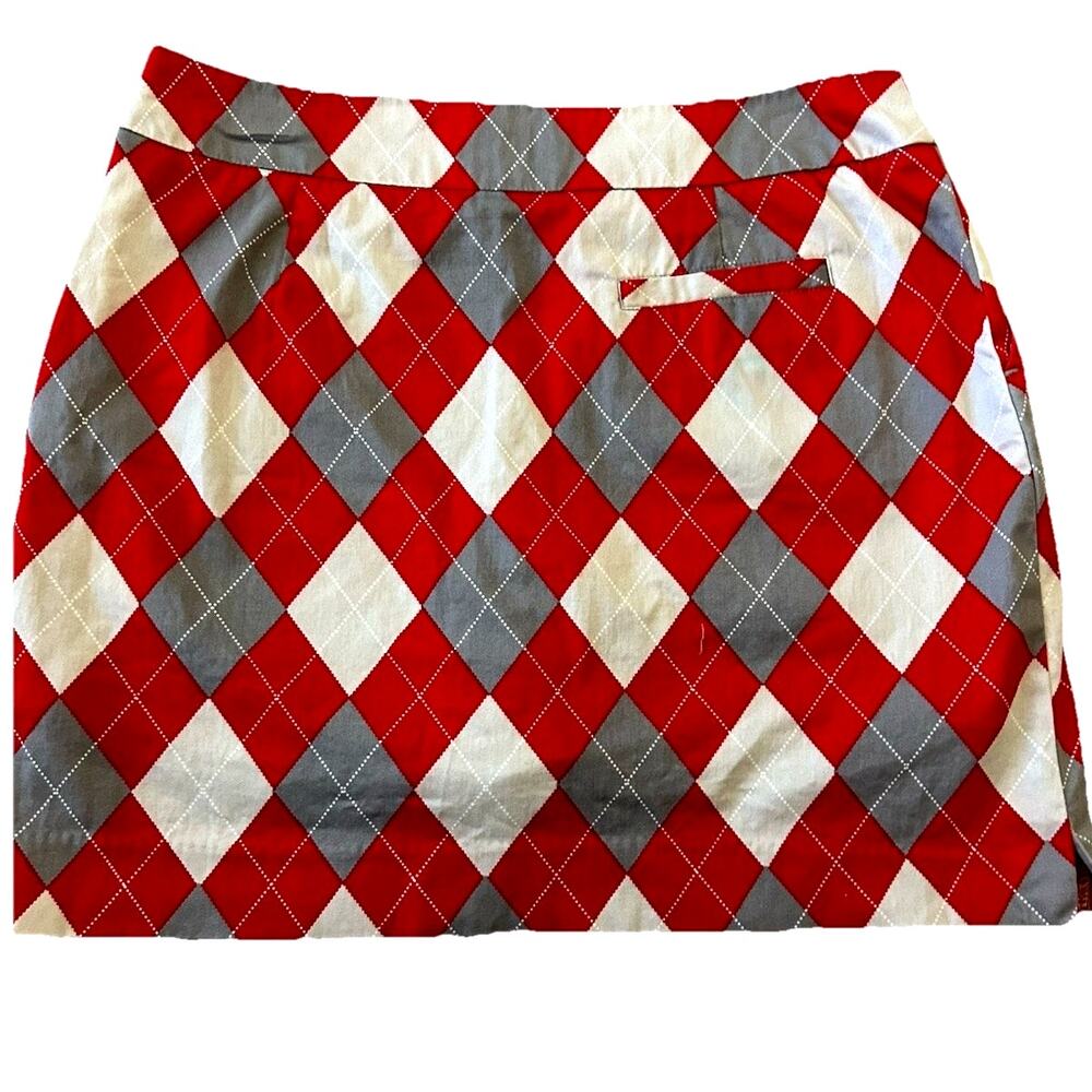 Women’s Red Argyle Mini Skirt